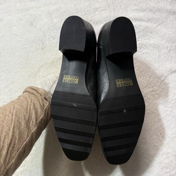 Mootsies Tootsie Leather Heel Loafers Y2K Square Toe Brown Black Bow Womens Sz 8 - Picture 4 of 4